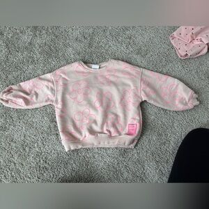 Zara Light Pink Sweatshirt with Floral Design